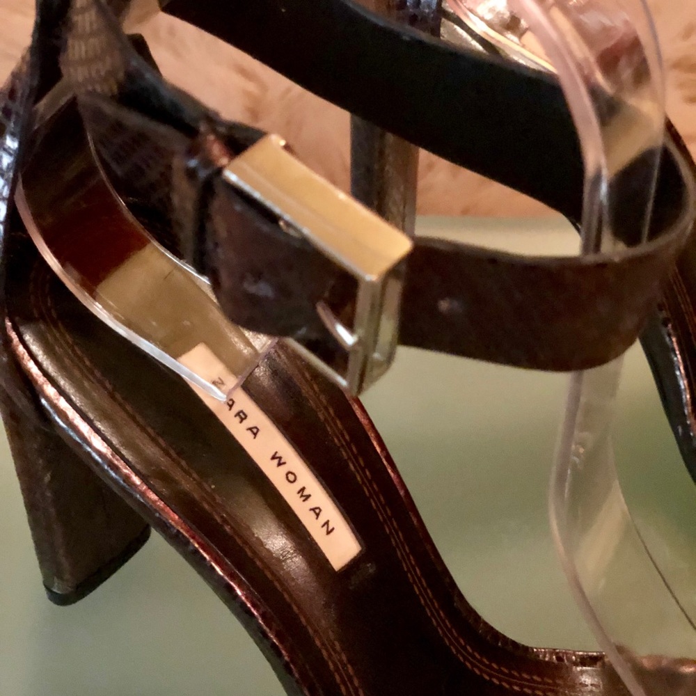 Zara Snake Embossed Leather Sandal - Picture 7 of 7